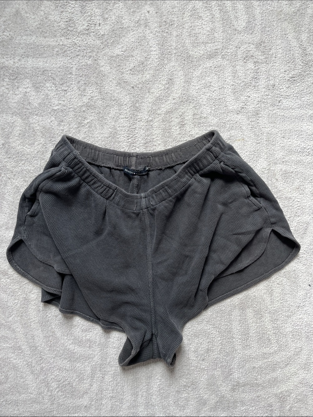 Brandy Melville Charcoal Waffle-Knit Athletic Shorts